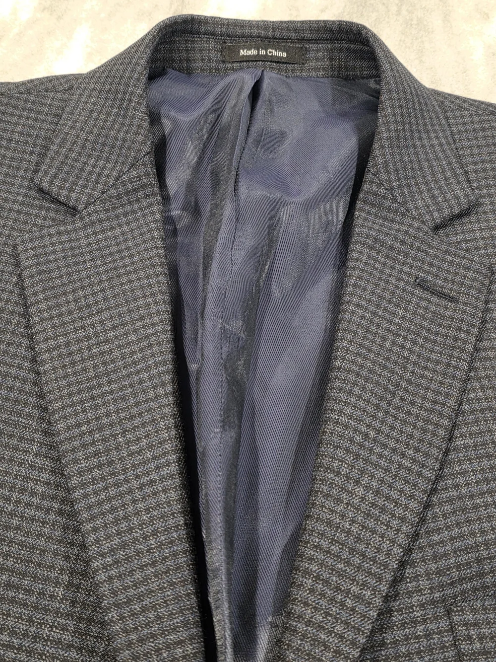 44S Men's Pronto Uomo Checkered Blazer Dark Blue 100% Wool Platinum Sport Coat